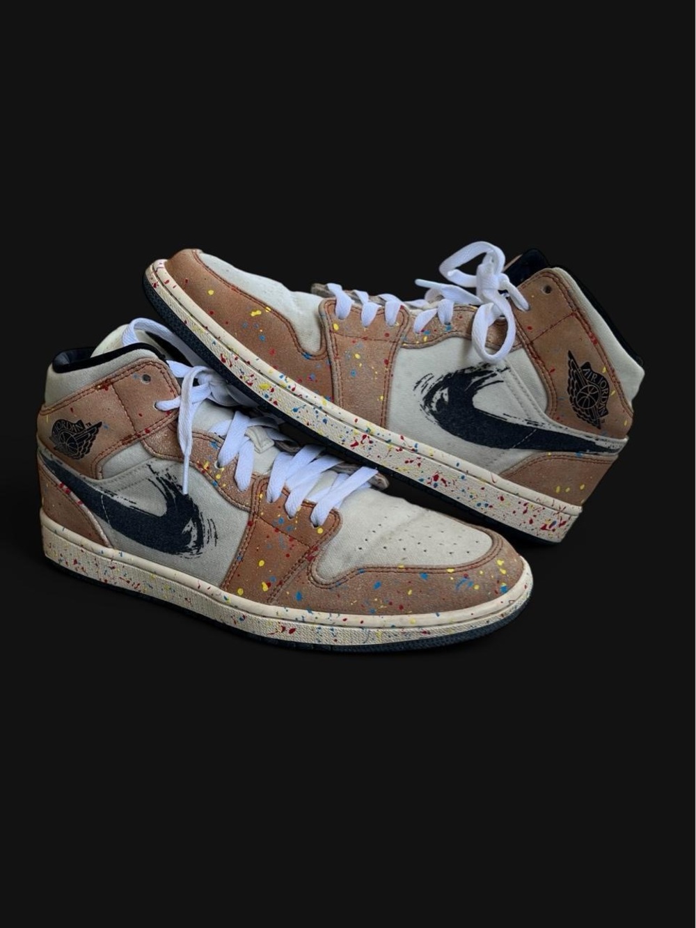 Nike Air Jordan 1 Mid Brushstroke Paint Men’s Sneakers Size 10